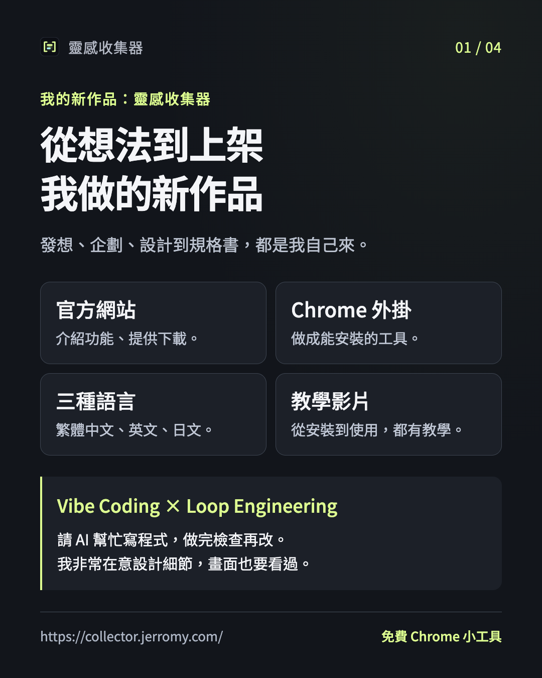 我做的新作品：官網、Chrome外掛、三種語言和教學影片，請AI幫忙寫程式，也很在意設計細節